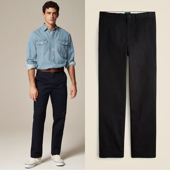 NWT J CREW Broken-in Straight chino pant in black 32/32 - Picture 1 of 7